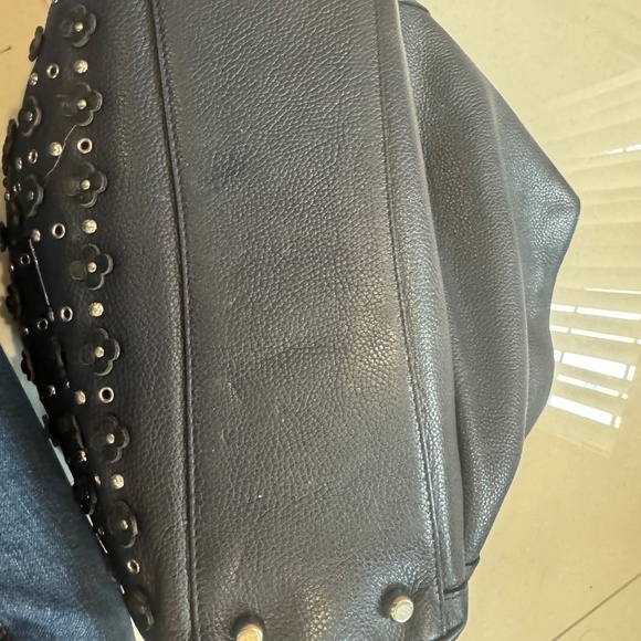 Coach Navy Blue With Silver Floral Rivets Shoulder Bag - Picture 3 of 7